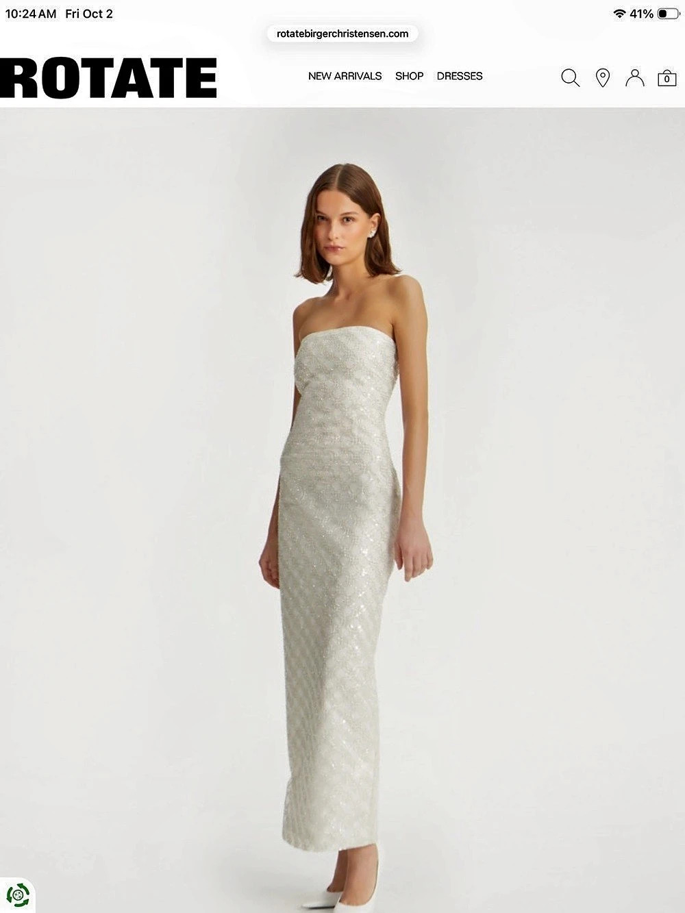 ROTATE Strapless White Maxi Dress Like New